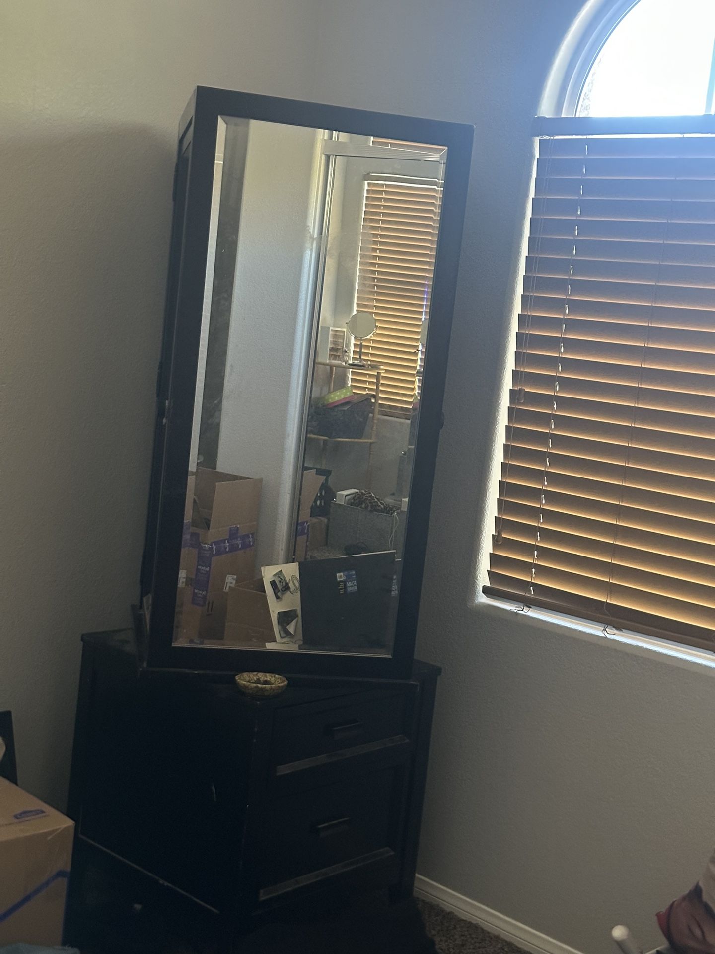 Rotating spinner cabinet with mirror