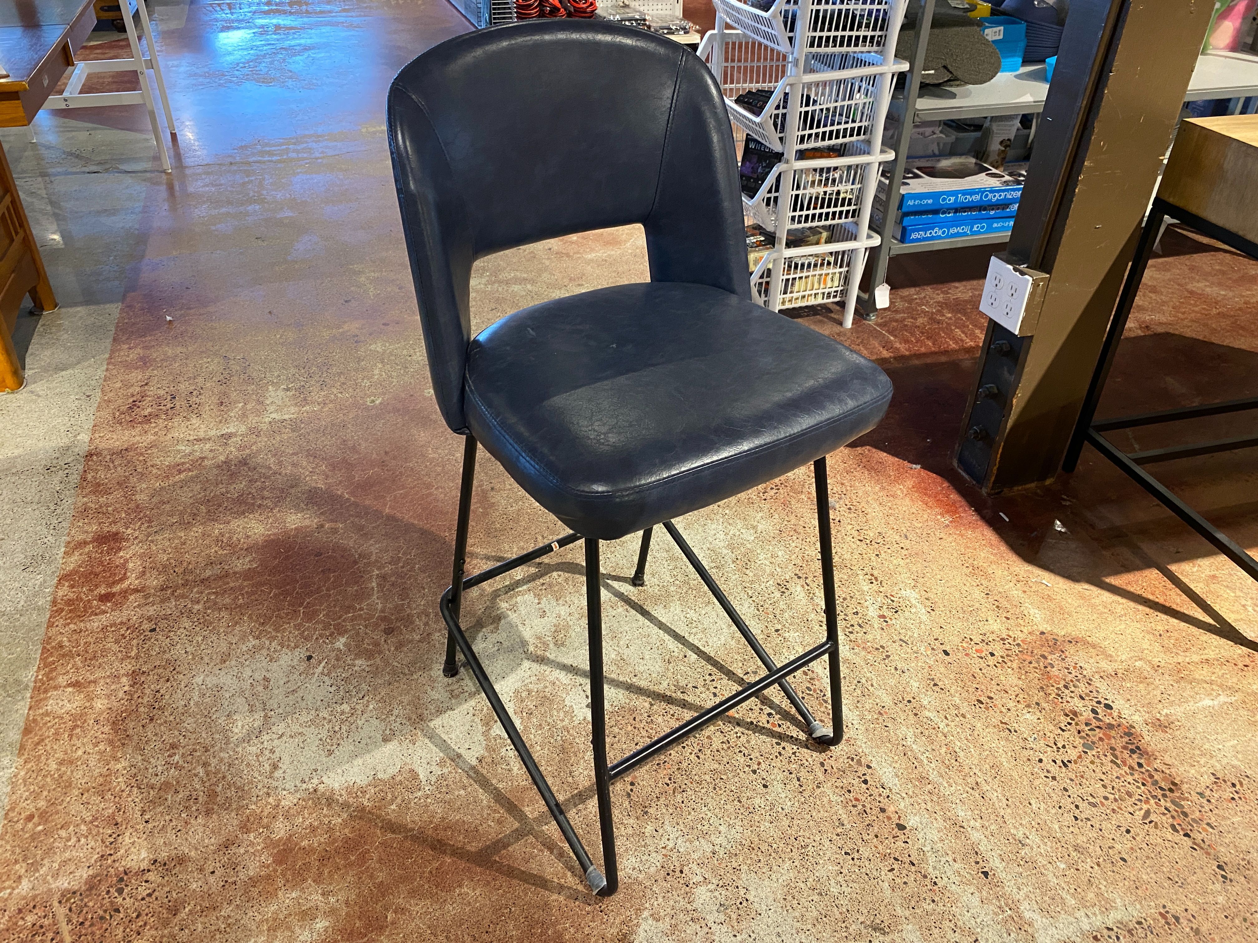 Blue Modern Counter Height Stool with Metal Legs