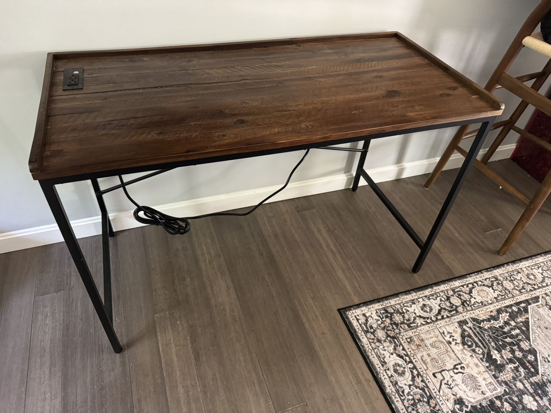 Wooden/Metal Desk w/ Plug