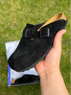 Birkenstock Boston Black Suede Soft Footbed Clogs EU 39 / Women’s 8