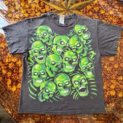 Vintage Liquid Blue Green Skull Shirt 2001 - Travis Scott Juicy J
