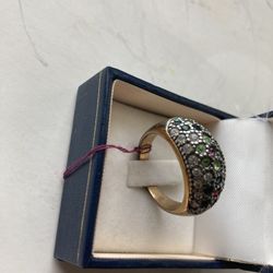 Antique & Vintage Sterling Silver & Gold-tone Multicolored Gemstone Ring. No Box