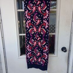 Vera Bradley Cozy Knit Scarf in Navy + Multi, Painted Paisley Pattern NWT 
