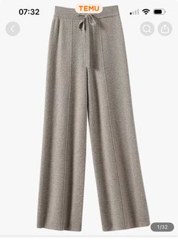 100% cashmere wide leg pants