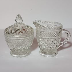 Anchor Hocking Wexford Clear Glass Cream and Sugar Set