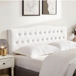 (SF16)Headboard Full Size, Solid Wood Adjustable Height Head Board, White
