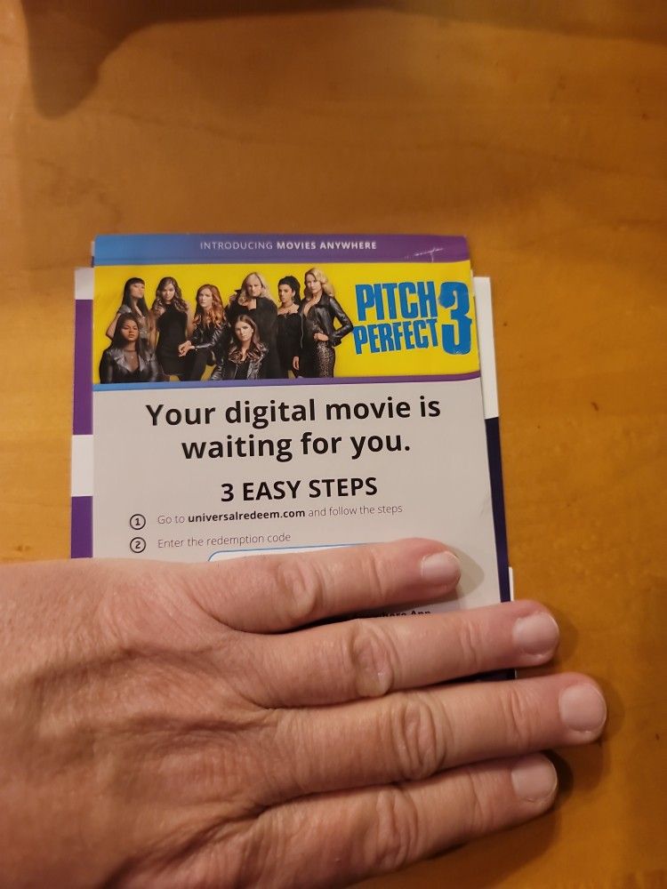 DIGITAL MOVIE PITCH PERFECT 3 $2.50 OR TRADE FOR A MOVIE TITLE I DO NOT OWN.