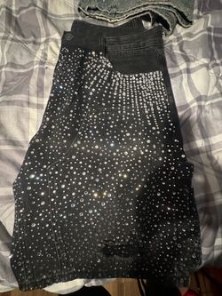 Black Rhine stone Jorts