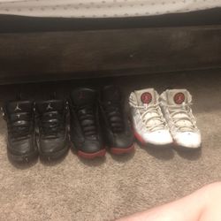 3 Pairs Of Jordan’s Jordan 6 Size 6 In Woman’s Jordan 13 Size 10’5 In Mend And Jordan Ring 6 Size 10’5 In Men’s