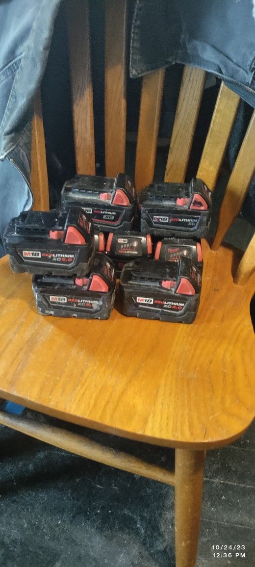 M18 Red Lithium XC 5, 4, 3ah Used