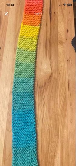 Hand knit Rainbow Scarf
