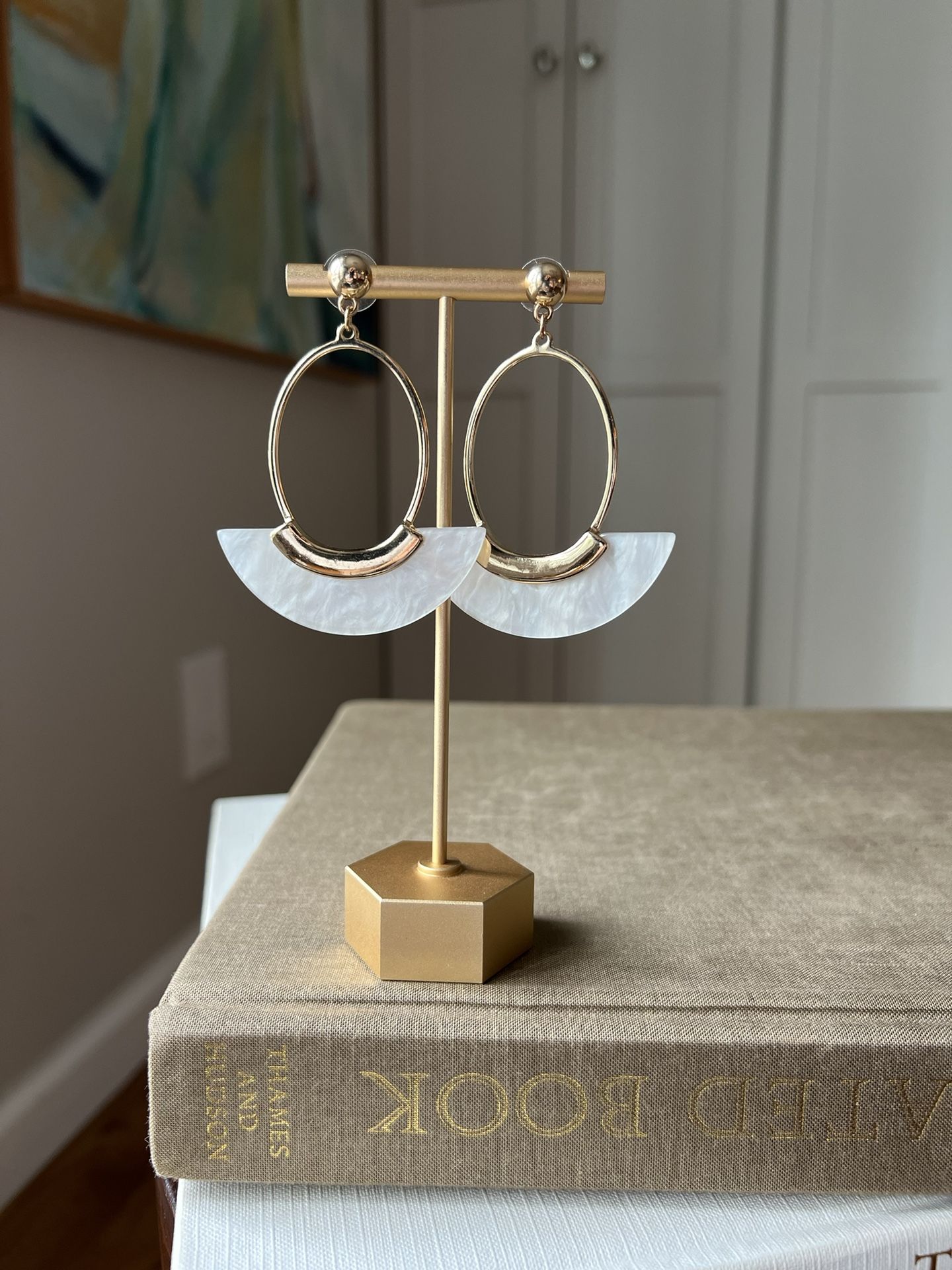 Gold & Resin Dangle Earrings ( firm on price )