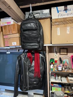 Genuine Leather Jacket & Backpack