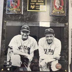 Lou Gehrig and Babe Ruth Plaque New York Yankees