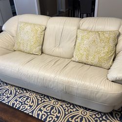 White Faux Leather Sofa
