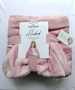 Posh Home Hooded Throw Blanket Pink New