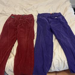 Empire Corduroy Cotton Pants Red Purple Men's Size 30 Button Zip Closure