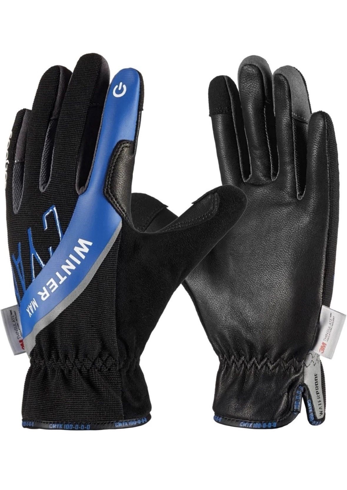 COOLJOB Leather Gloves Waterproof Winter Max Touch Screen 3M Thinsulate Medium