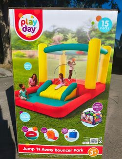 PlayDay Jump 'N Away Inflatable Bounce House with Play Features, Indoor/Outdoor, Ages 3+