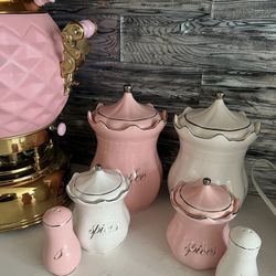 Coffee Tea and Sugar Ceramic Canister Set 6 - Piece 