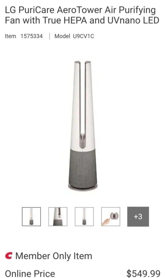 LG PuriCare AeroTower Air Purifying Fan with True HEPA and UVnano LED $400