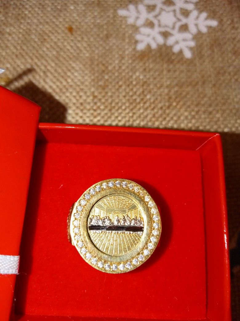 Mens Ring 10k Last Supper Religious Ring