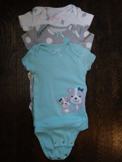 3 to 6 Month Baby Girl Onesie - Set of 3