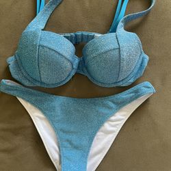 Victoria Secret PINK-  Blue Shimmer Bikini Set
