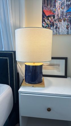 Set of 2 Gold & Blue Nightstand Lamps - Kate spade