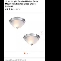 Commercial Electric 13 in. 2-Light Brushed Nickel Flush Mount with Frosted Glass Shade (2-Pack)