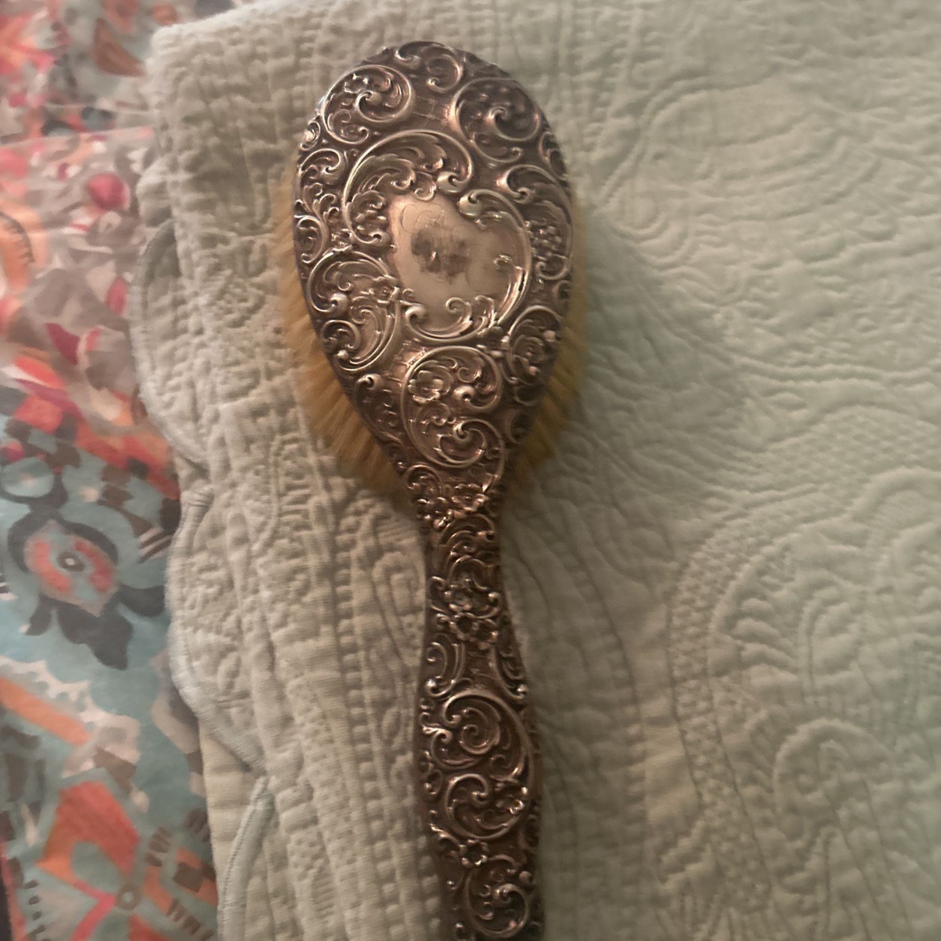 Antique Brush And Mirror Real Silver