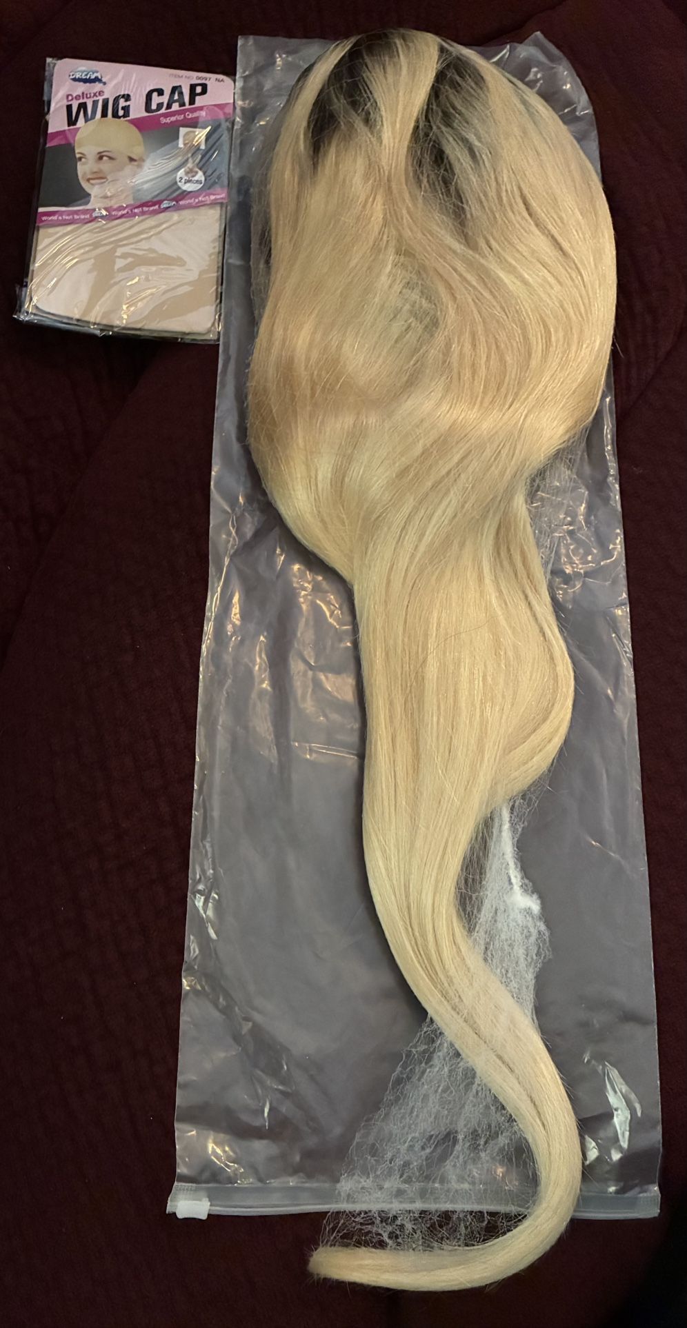 Smartinnov Ombre Blonde Lace Front Wig 26 Inch with Black Root Human Hair