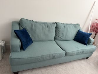 Teal Fabric 3-Seater Sofa with Pullout Bed ($200 OR BEST OFFER)
