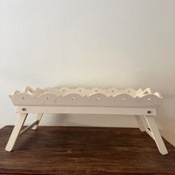 White Folding Bed Tray with Scalloped Edge