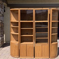 Oak Living room  4 piece Shelf Unit with 2 glass doors & Shelves - Great Condition,  - Great Value