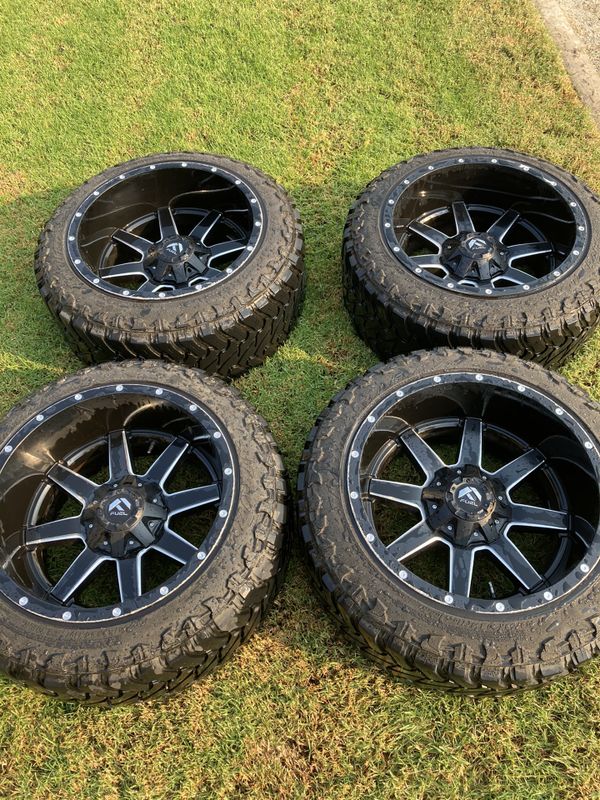 22" Fuel Wheels D616 Contra Matte Black Milled OffRoad Rims and tires
