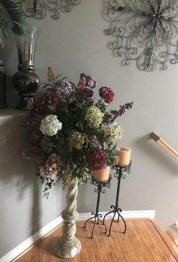 Tall Flower bouquet with stand and candle set