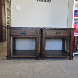 Real wood Two large end tables with working drawers