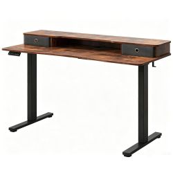 Electric Standing Desk with Monitor Shelf