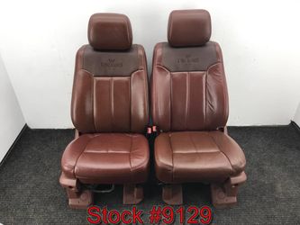 Brown Leather King Ranch Front Bucket Seats For A 2011 Through 2016 Ford F250 Or F350 Stock #9129