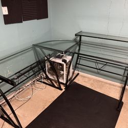 Glass L Desk
