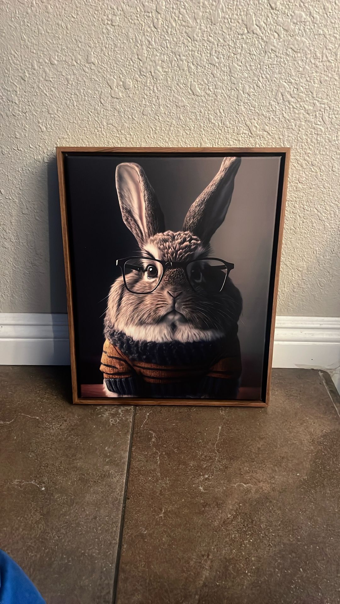 Bunny Wearing Glasses Wall Art Wood Frame
