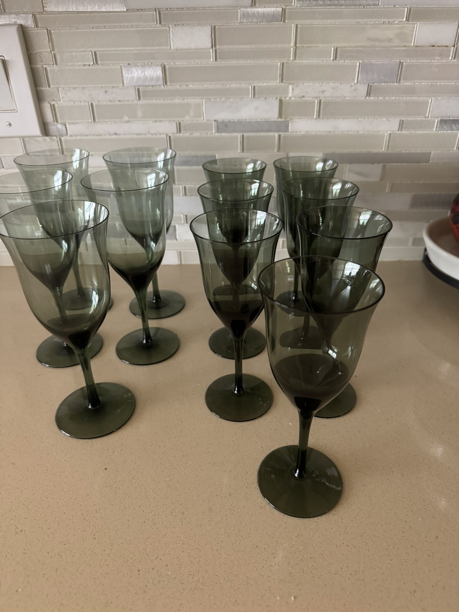 12 green wine glasses-$20 firm- West Kendall 