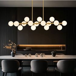 16-Light Dimmable Bubble Glass Sputnik Modern Linear Chandelier-brand new