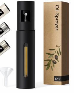 KIVY Oil Sprayer 3.4 fl oz Black Borosilicate Glass & Stainless w/ Funnel