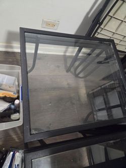 Glass Top Metal Frame Side Table
