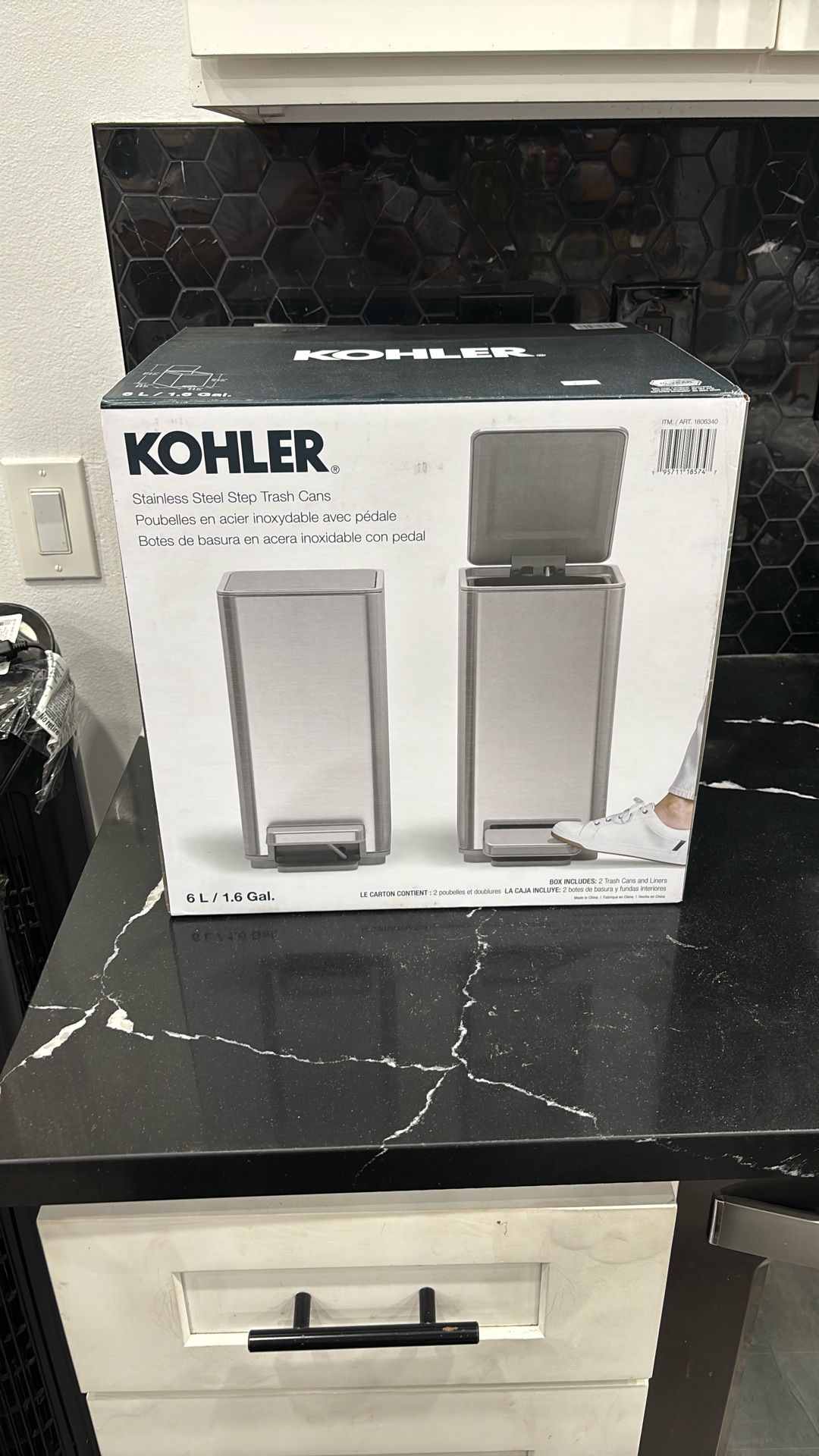 Kohler 6L Steel Step Trash Cans Set Of 2