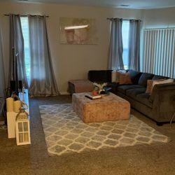 Gray Couch ,Ottoman And Throw Pillows