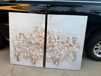 Abstract Chandelier Canvas Painting Set of 2