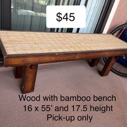 Wooden Bench With Bamboo